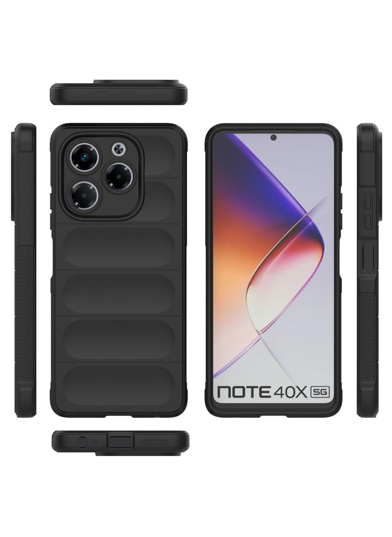 Generic - Infinix Note 40X 5G Case Cover, Heavy Duty 3D Striped Pattern Sensory Soft Silicone Full Portection Shockproof Phone Case For Infinix Note 40X 5G Black - Image 1