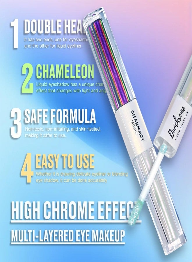 CHARMACY 2 in 1 Starlit Duochrome Liquid Eyeshadow, Glitter Sparkle Colorful Liquid Eyeliner, Quick Drying, High Pigmented, Long lasting Holographic Glitter Multichrome Eye Makeup #05 - Image 4