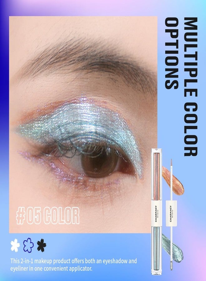 CHARMACY 2 in 1 Starlit Duochrome Liquid Eyeshadow, Glitter Sparkle Colorful Liquid Eyeliner, Quick Drying, High Pigmented, Long lasting Holographic Glitter Multichrome Eye Makeup #05 - Image 2