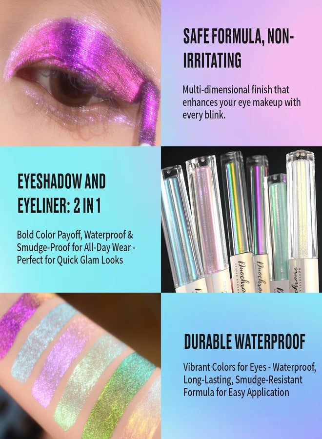 CHARMACY 2 in 1 Starlit Duochrome Liquid Eyeshadow, Glitter Sparkle Colorful Liquid Eyeliner, Quick Drying, High Pigmented, Long lasting Holographic Glitter Multichrome Eye Makeup #05 - Image 3