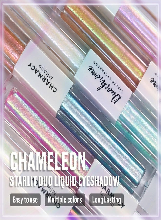 CHARMACY 2 in 1 Starlit Duochrome Liquid Eyeshadow, Glitter Sparkle Colorful Liquid Eyeliner, Quick Drying, High Pigmented, Long lasting Holographic Glitter Multichrome Eye Makeup #05 - Image 5