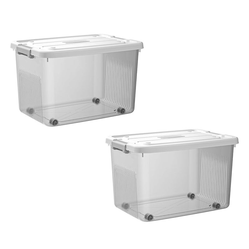 KREPS Clear Plastic Storage BoxBins Container with Latches and Lid Stackable Storage Heavy Duty Material PACK OF 2 NO520 X 145 X 12 INCH - Image 1