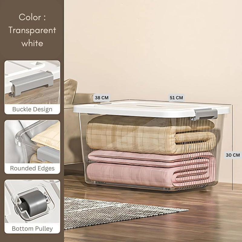KREPS Clear Plastic Storage BoxBins Container with Latches and Lid Stackable Storage Heavy Duty Material PACK OF 2 NO520 X 145 X 12 INCH - Image 3