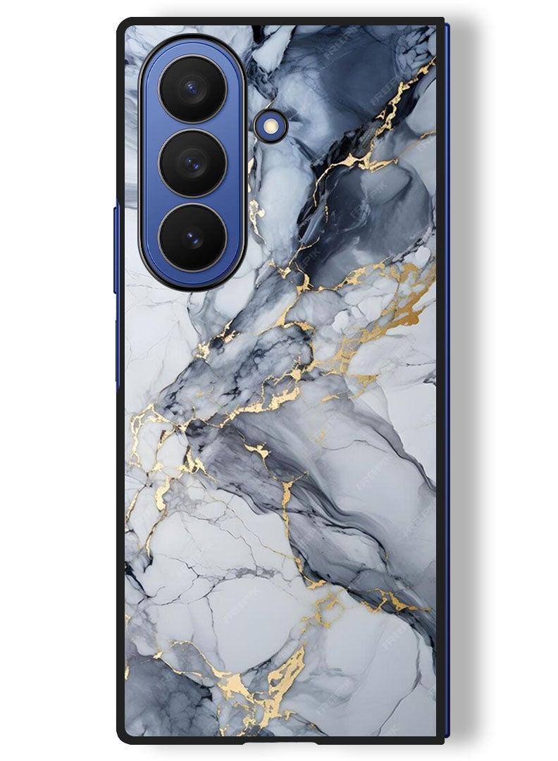 Theodor Case Compatible with Samsung Galaxy Z Fold 7 - 8 Inch Protection Shockproof Bumper Cover Grey Marble Blush - Image 1