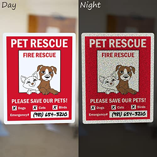 SmartSign 5-Pack 5" x 4" 'Pet Rescue Fire Rescue, Save Our Pets - Dogs, Cats, Emergency No.' Write-On Labels, 5.5 mil Laminated Vinyl, 3M Engineer Grade Reflective, Red/Black/White, USA-Made - Image 4