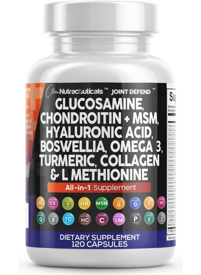 Clean Nutraceuticals Glucosamine Chondroitin MSM 1500mg with Turmeric Curcumin, Collagen, Hyaluronic Acid, Omega 3 - Joint Health Supplement for Men & Women - Joint Complex - 120 Count - Image 1