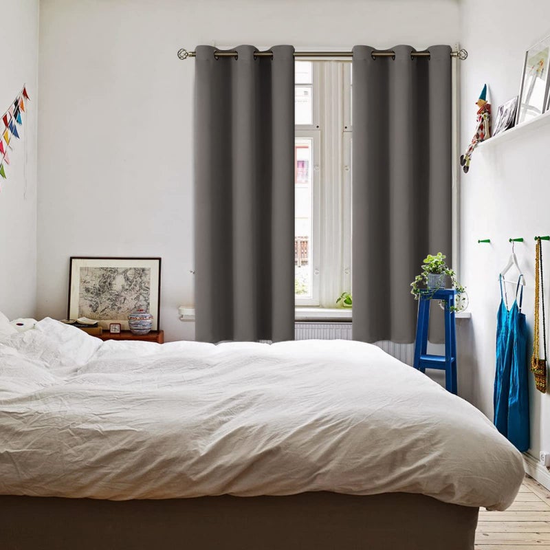 BGment الستائر التعتيم في غرفة النوم - الغرفة الحرارية المعزولة بالحرارة الستائر المظلمة لغرفة المعيشة مجموعة من لوحين (42 × 63 بوصة رمادية) - Image 2