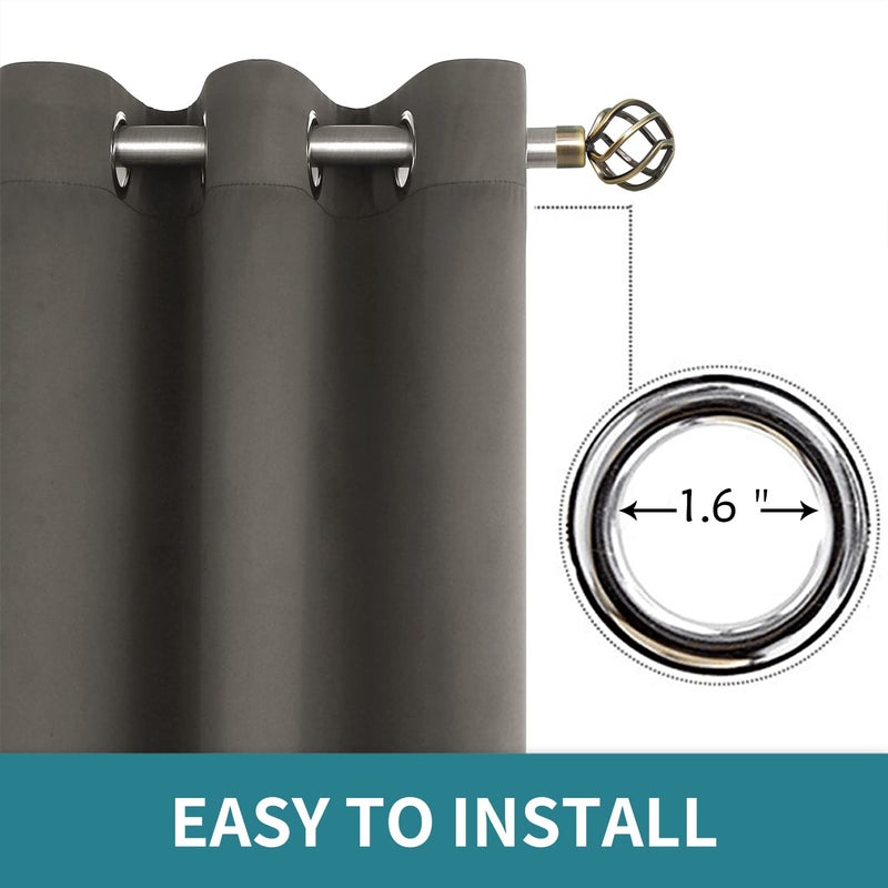 BGment الستائر التعتيم في غرفة النوم - الغرفة الحرارية المعزولة بالحرارة الستائر المظلمة لغرفة المعيشة مجموعة من لوحين (42 × 63 بوصة رمادية) - Image 5