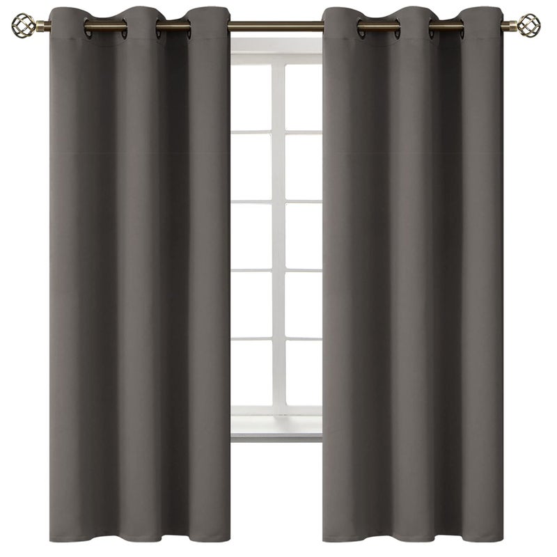 BGment الستائر التعتيم في غرفة النوم - الغرفة الحرارية المعزولة بالحرارة الستائر المظلمة لغرفة المعيشة مجموعة من لوحين (42 × 63 بوصة رمادية) - Image 1