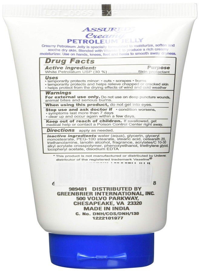 ASSURED Creamy Petroleum Jelly Hand Cream for Dry, Rough Skin, 3 oz each (3 pack), Absorbs Quickly, Multi Pack, Softly Scented - Image 2