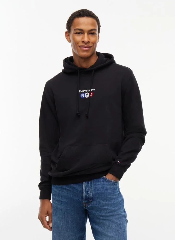 Tommy Jeans Logo Embroidery Terry Drawstring Hoody