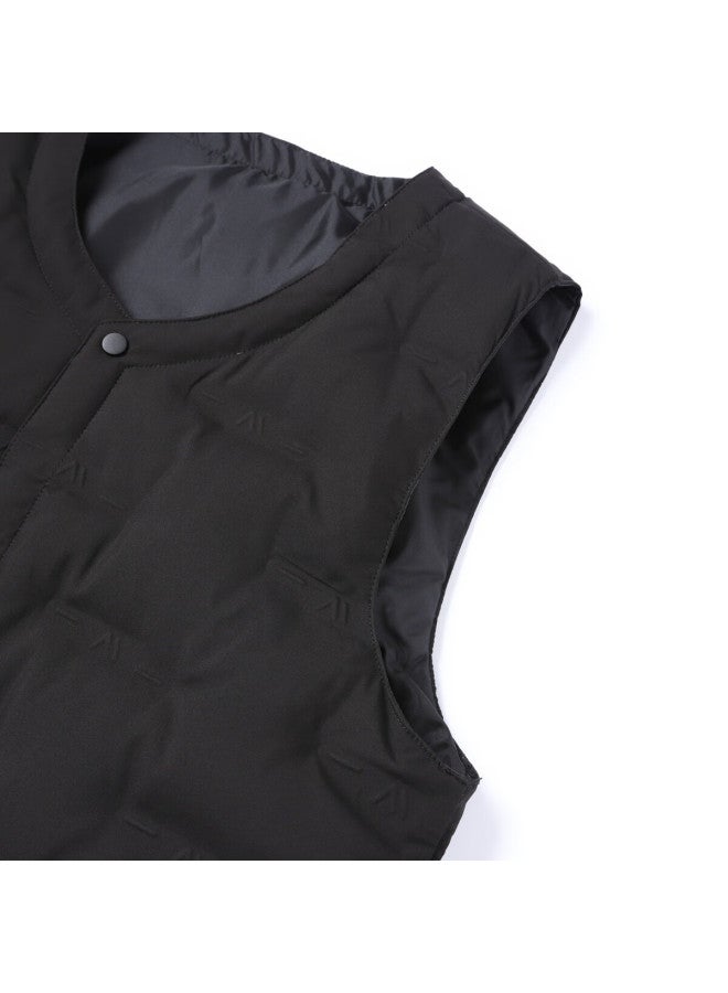 Montagut Men's Winter 90% Goose Down Vest V-neck Anti-feather Leakage Warm Waistcoat Jacket Black M - Image 2