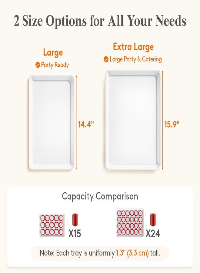Lifewit Extra Large Plastic Serving Trays, 16" x 12" Reusable Food Serving Platters, White Catering Trays for Parties, Buffet, Snacks, Fruit, Appetizers & Charcuterie, BPA-Free, Set of 4 - Image 3