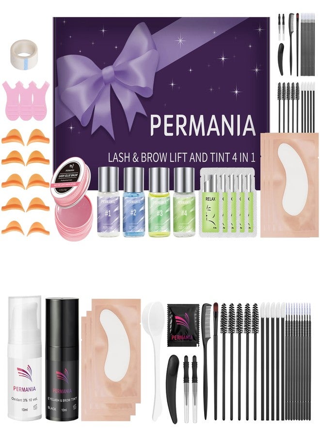 PERMANIA Lash Lift and Tint Kit, Salon Grade Supplies for Eyelash Perm and Brow Lamination Black Dye with Lash Lift Balm Curling & Coloring Natural Result - Image 1