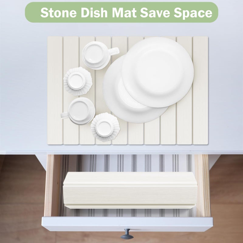 Cecnamt Stone Dish Drying Mat for Kitchen Counter,24"(L)Ã—16"(W) Collapsible Fast-Drying Diatomaceous Earth Mats with Towel Sanding Tool,Versatile Stone Drying Mats for Cups Dishes Bottles - Image 5