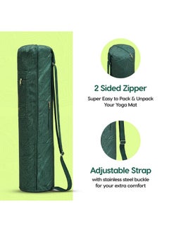 WiseLifeNaturals Wiselife Yoga Mat Bag Green LeavesPremium Carry Bag, Full Easy Access Zip, Multi Functional Storage Pockets & Adjustable Shoulder Strap - Green  - Image 4