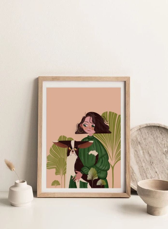 Boomah Accessories Dog Lover, Pet Lover Animal Illustration Nursery Poster with Frame 30x40cm - Image 1