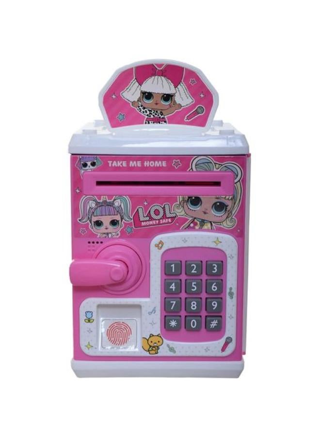 Toys cabinet, pink children's piggy bank