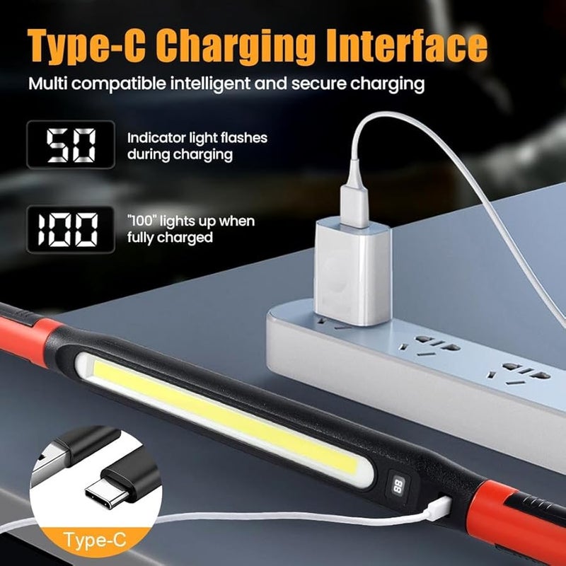 2026 New Magnetic Rechargeable LED Work Light Bar 2 Pcs For Under Hood Car Repair Garage Workshop Emergency Kit - Image 4