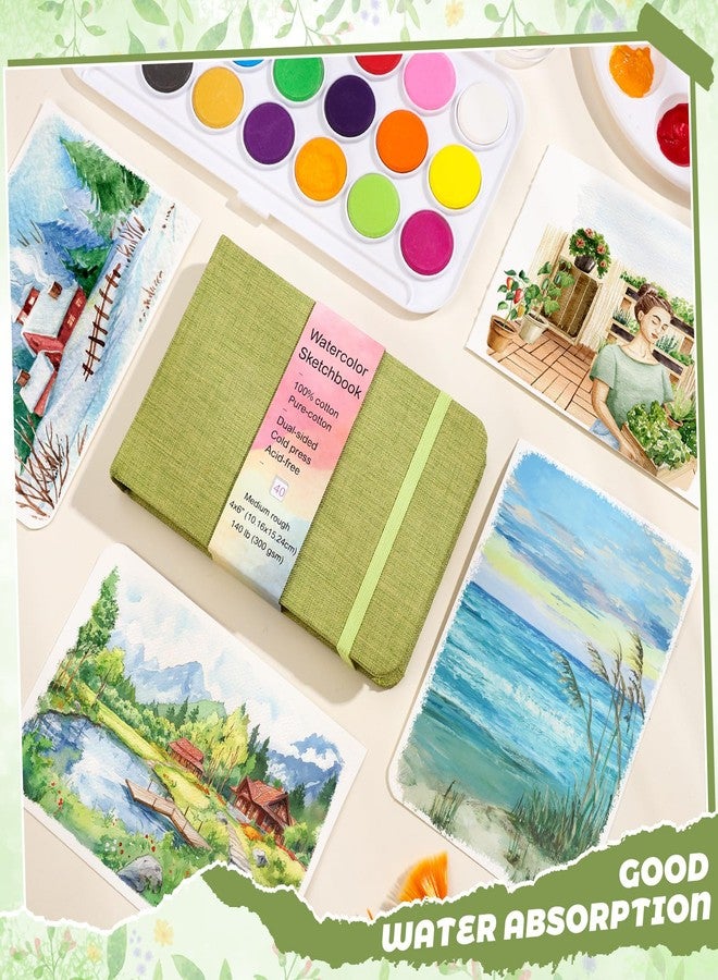 Prudiut 40 Sheets Watercolor Journal 4x6”, 140 lb/300 GSM Watercolor Sketchbook Cold Press Watercolor Paper Watercolor Notebook for Painting, Drawing - Image 5