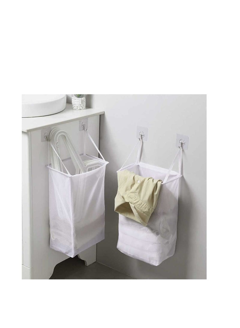 Mesh Hanging Laundry Hamper Bag, Wall-Mounted Dirty Clothes Basket, Paste, Bathroom Storage Open Case, Basket Box Bins - Image 2