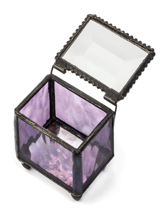 J Devlin Glass Art Purple Stained Glass Ring Box Jewelry Trinket - J Devlin Box 325-2 - Image 4