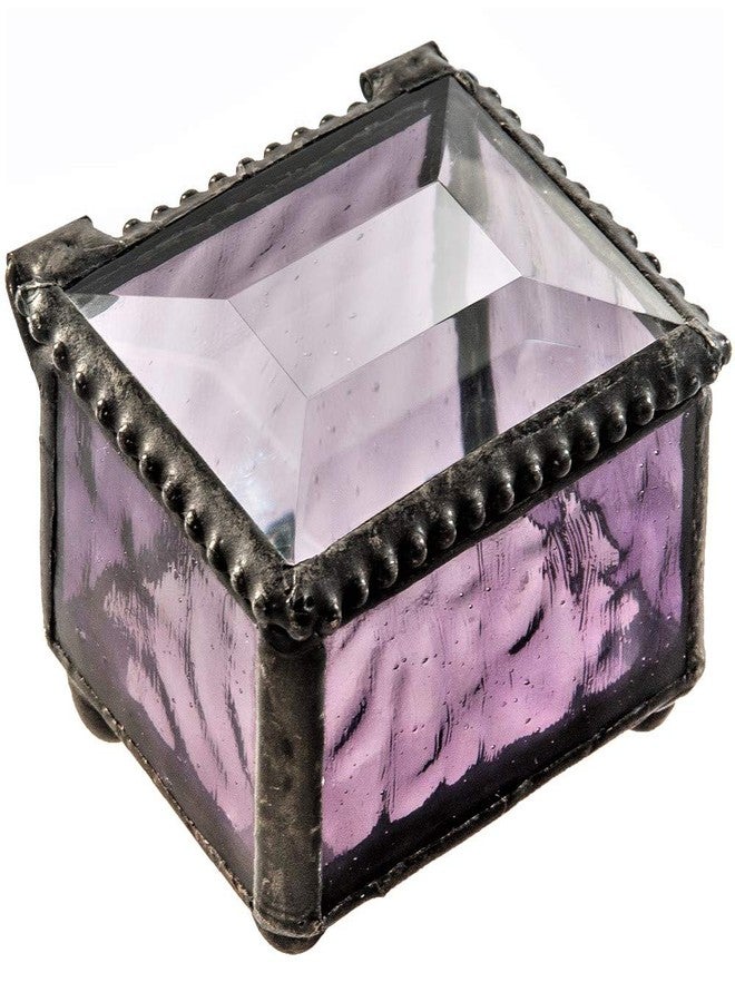 J Devlin Glass Art Purple Stained Glass Ring Box Jewelry Trinket - J Devlin Box 325-2 - Image 1