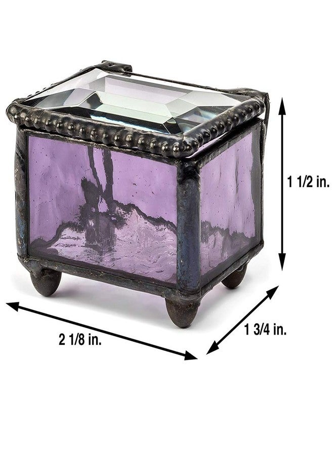 J Devlin Glass Art Purple Stained Glass Ring Box Jewelry Trinket - J Devlin Box 325-2 - Image 3