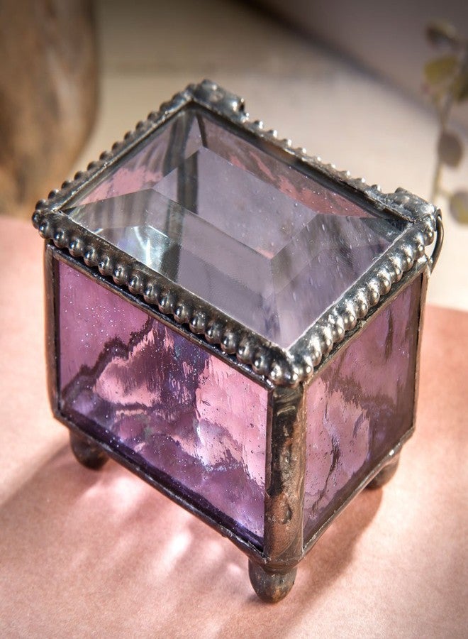 J Devlin Glass Art Purple Stained Glass Ring Box Jewelry Trinket - J Devlin Box 325-2 - Image 2