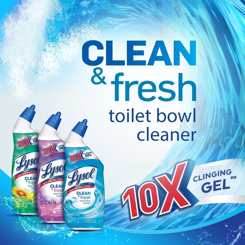 Lysol Toilet Bowl Cleaner Gel, For Cleaning and Disinfecting, Stain Removal, Forest Rain Scent, 24oz - Image 2