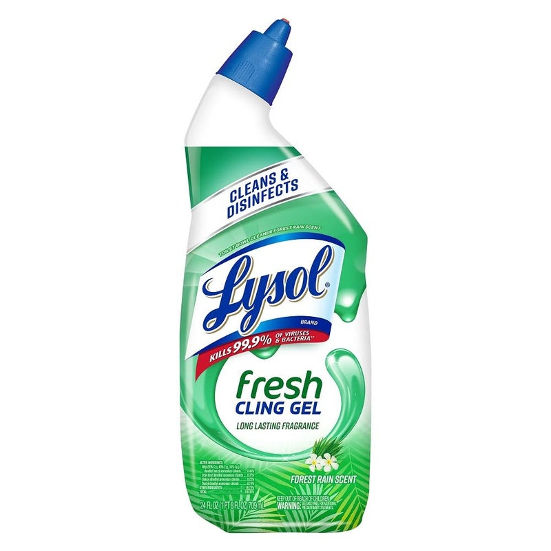 Lysol Toilet Bowl Cleaner Gel, For Cleaning and Disinfecting, Stain Removal, Forest Rain Scent, 24oz - Image 1
