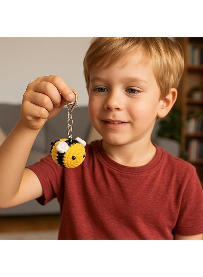 SYOSI Bee Keyring, Cute Plush Crochet Keychain for Women, Small Bag Charm and Fashion Accessory for Keys or Handbags, Adorable Gift Choice for Girls and Friends, Yellow - Image 4