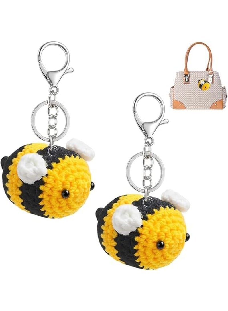 SYOSI Bee Keyring, Cute Plush Crochet Keychain for Women, Small Bag Charm and Fashion Accessory for Keys or Handbags, Adorable Gift Choice for Girls and Friends, Yellow - Image 1