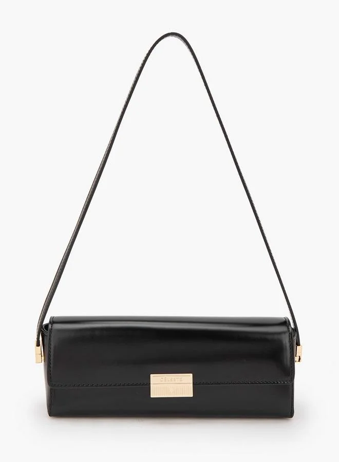 Solid Crossbody Bag With Flap Closure