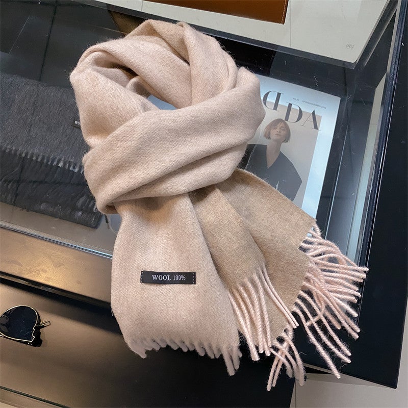 Autumn Winter Thick 100% Wool Unisex Scarf cherry powder light powder 
