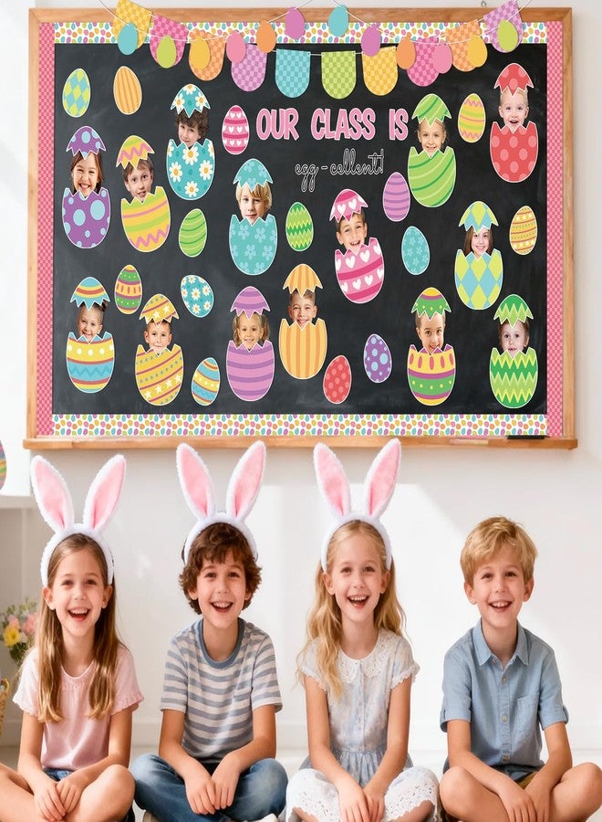 CPicdn 142Pcs Easter Egg Cutouts with Photo Space, Spring DIY Photo Craft Cutouts for Bulletin Board Classroom Decoration, Make Your Own Easter Egg Craft Kit for School Home Chalkboard Wall Door Decor - Image 4