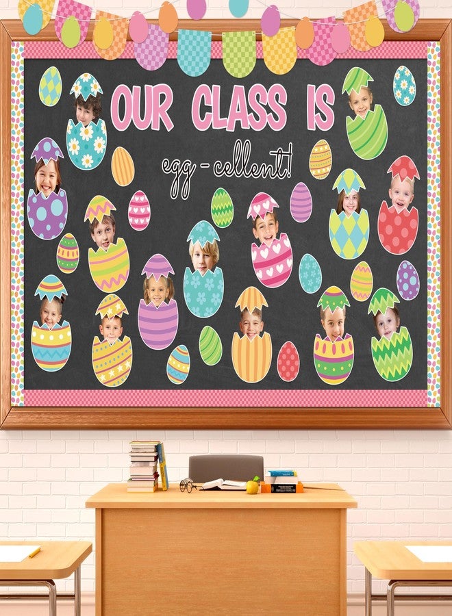 CPicdn 142Pcs Easter Egg Cutouts with Photo Space, Spring DIY Photo Craft Cutouts for Bulletin Board Classroom Decoration, Make Your Own Easter Egg Craft Kit for School Home Chalkboard Wall Door Decor - Image 1