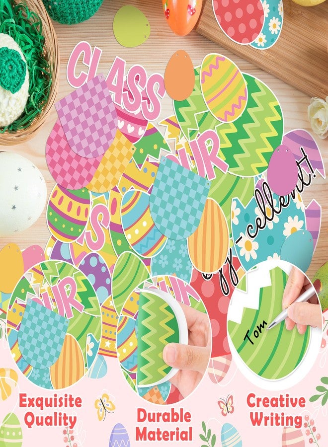 CPicdn 142Pcs Easter Egg Cutouts with Photo Space, Spring DIY Photo Craft Cutouts for Bulletin Board Classroom Decoration, Make Your Own Easter Egg Craft Kit for School Home Chalkboard Wall Door Decor - Image 3