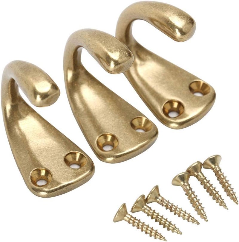 RZDEAL RZDEAL 3PCS Vintage Coat and Hat Hook Brass Classico Wall Hanging for Bath Stands Clothes Hangers Scarf Towel Gold - Image 1