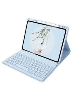 Generic Suitable For IPad 10.2 Keyboard Protective Cover Pro11 Round Key Cap Air5 Right Slot Wonderful Control Keyboard Cover 10 Generation-Color:Misty Blue + Mist Blue Keyboard (upgraded Version)-Product Type:ipad Pro 11/Air4 /Air5 10.9/Air11 2024  - Image 2