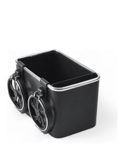 Multifunctional Car Armrest Storage Box with Foldable Cup Holder Paper Towel Storage Box for Coffee Cups, Water Bottles, Phones, Keep Side Console Tidy (Black)