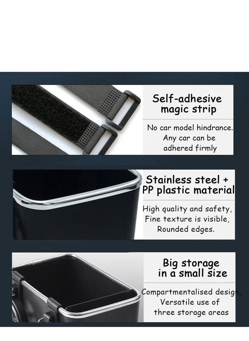 Generic - Multifunctional Car Armrest Storage Box with Foldable Cup Holder Paper Towel Storage Box for Coffee Cups, Water Bottles, Phones, Keep Side Console Tidy (Black) - Image 1