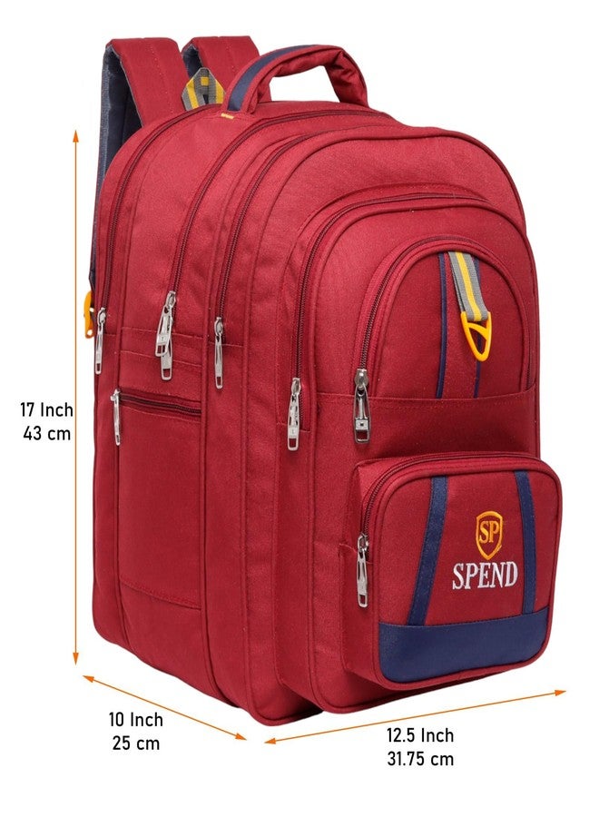 حقيبة ظهر مدرسية مع حقيبة غداء من سبند | حقيبة مدرسية واسعة متعددة الأغراض للطلاب | تصميم متين متعدد الجيوب، خفيف الوزن، بسعة تخزين عالية، مناسبة للصفوف من الخامس إلى العاشر (أحمر، أزرق داكن) - Image 5
