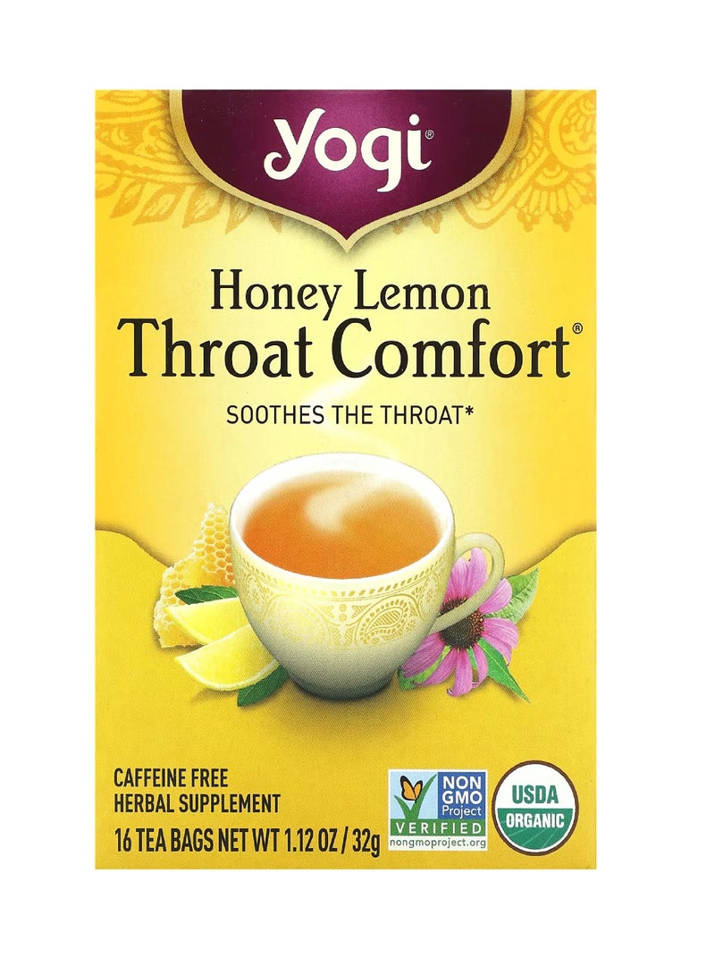 YOGI شاي مريح للحلق بنكهة العسل والليمون 16 كيس شاي