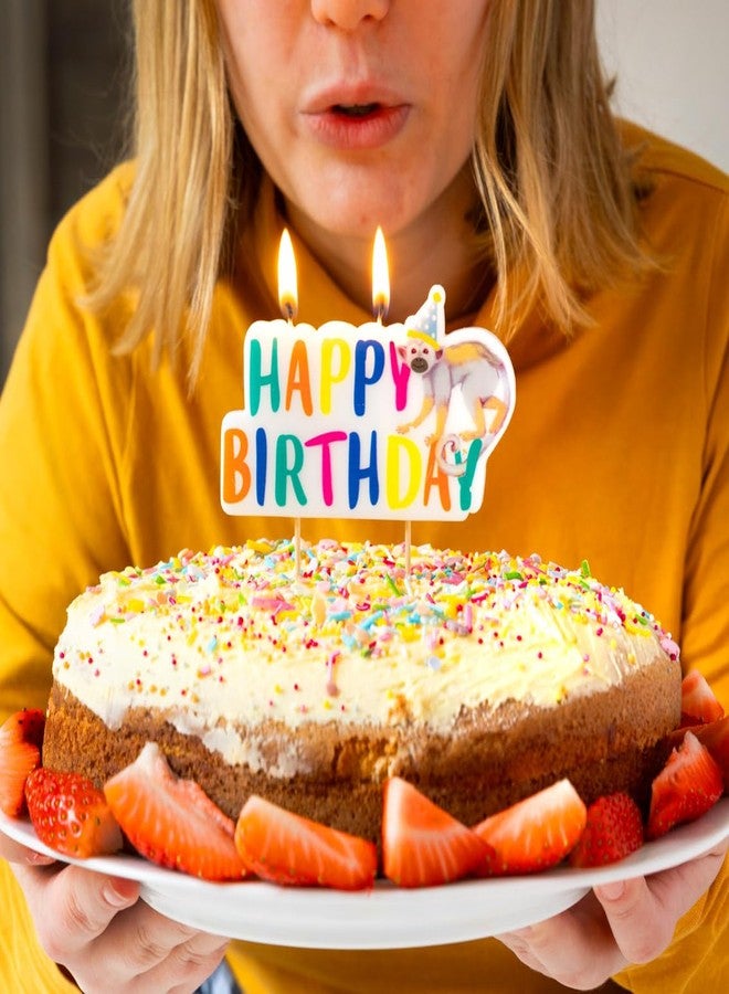 توكينج تيبلز شمعة عيد ميلاد سعيد بتصميم حيوانات سفاري من Talking Tables | زينة كبيرة ملونة لحديقة حيوانات الغابة، لتزيين الكيك | 11 سم - Image 2