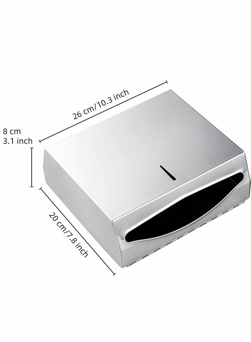 Paper Towel Dispenser Wall Mount, Real 304 Stainless Steel Commercial Hand Towel Dispenser for Bathroom,Stainless-218