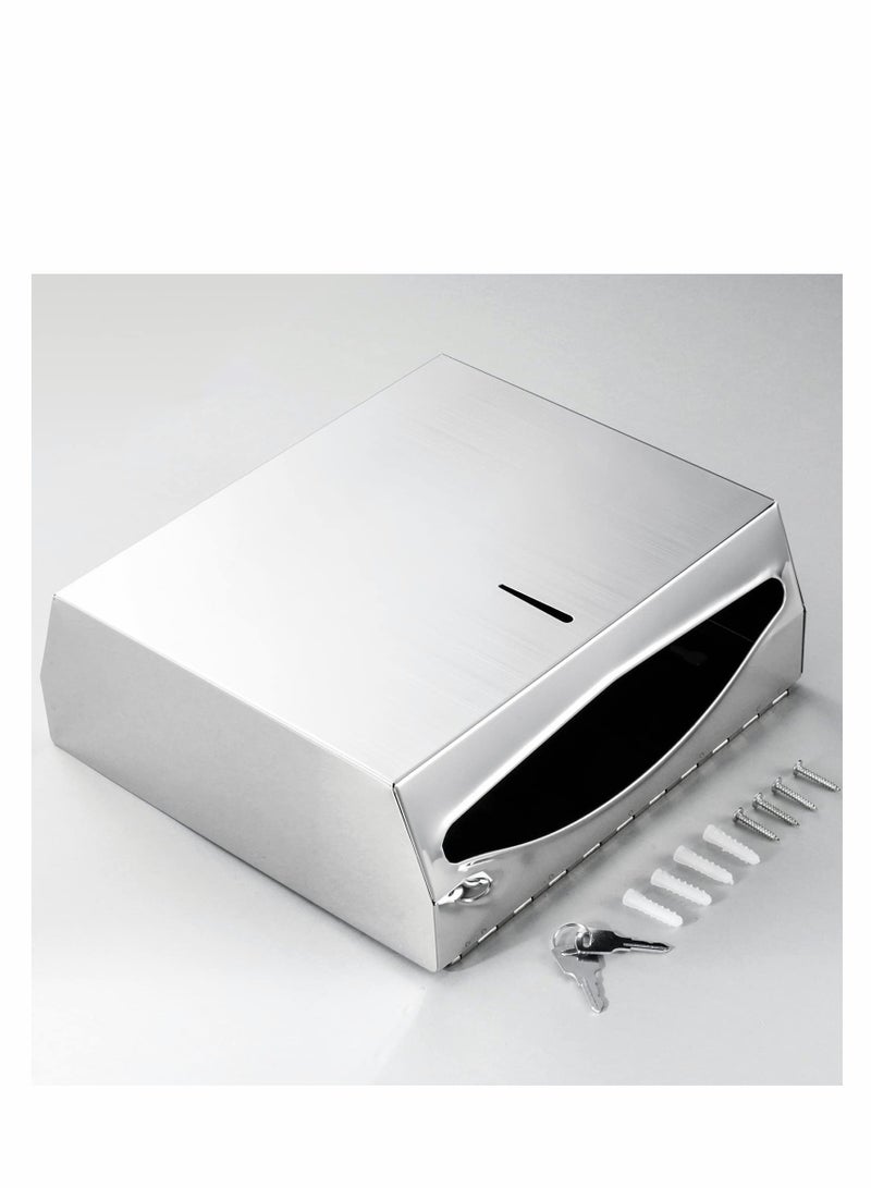 Paper Towel Dispenser Wall Mount, Real 304 Stainless Steel Commercial Hand Towel Dispenser for Bathroom,Stainless-218