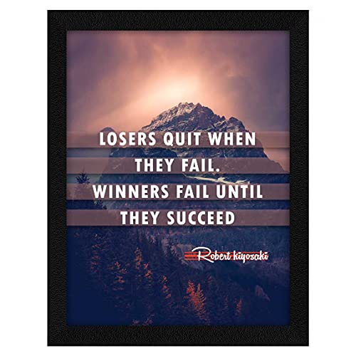 ArtX Paper Motivational Inspirational Quotes, Losers Quit Framed Wall Art Painting, Multicolor, Abstract, 10 X 13 inches, Set of 1 - Image 1