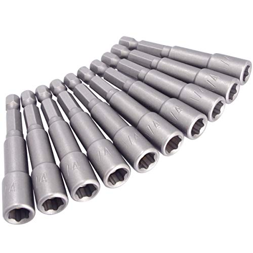 Wolfride 10Pcs Power Nut Driver Set Magnetic 1/4'' Hex Socket Set Quick Change Adapter Socket - Image 1
