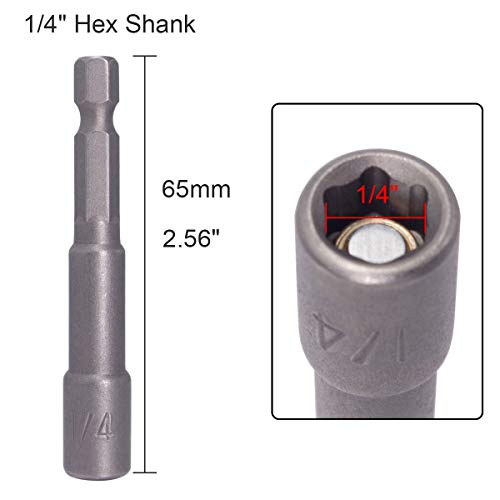 Wolfride 10Pcs Power Nut Driver Set Magnetic 1/4'' Hex Socket Set Quick Change Adapter Socket - Image 2